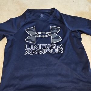 Under Armour Kids Camo Logo Navy Tee